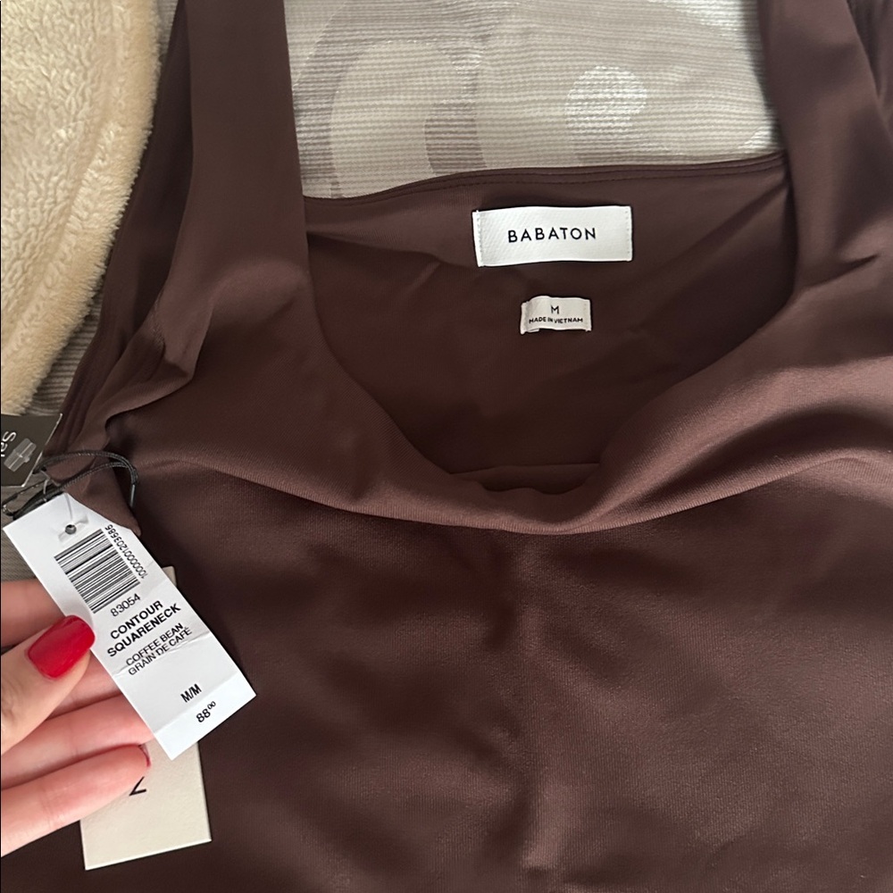 NWT Aritzia Babaton Contour Squareneck Dress in Coffee Bean - Picture 4 of 5